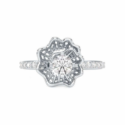 Swirl Bloom Solitaire Ring - White Gold - Image 4