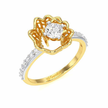 Swirl Bloom Solitaire Ring - Yellow Gold - Image 1