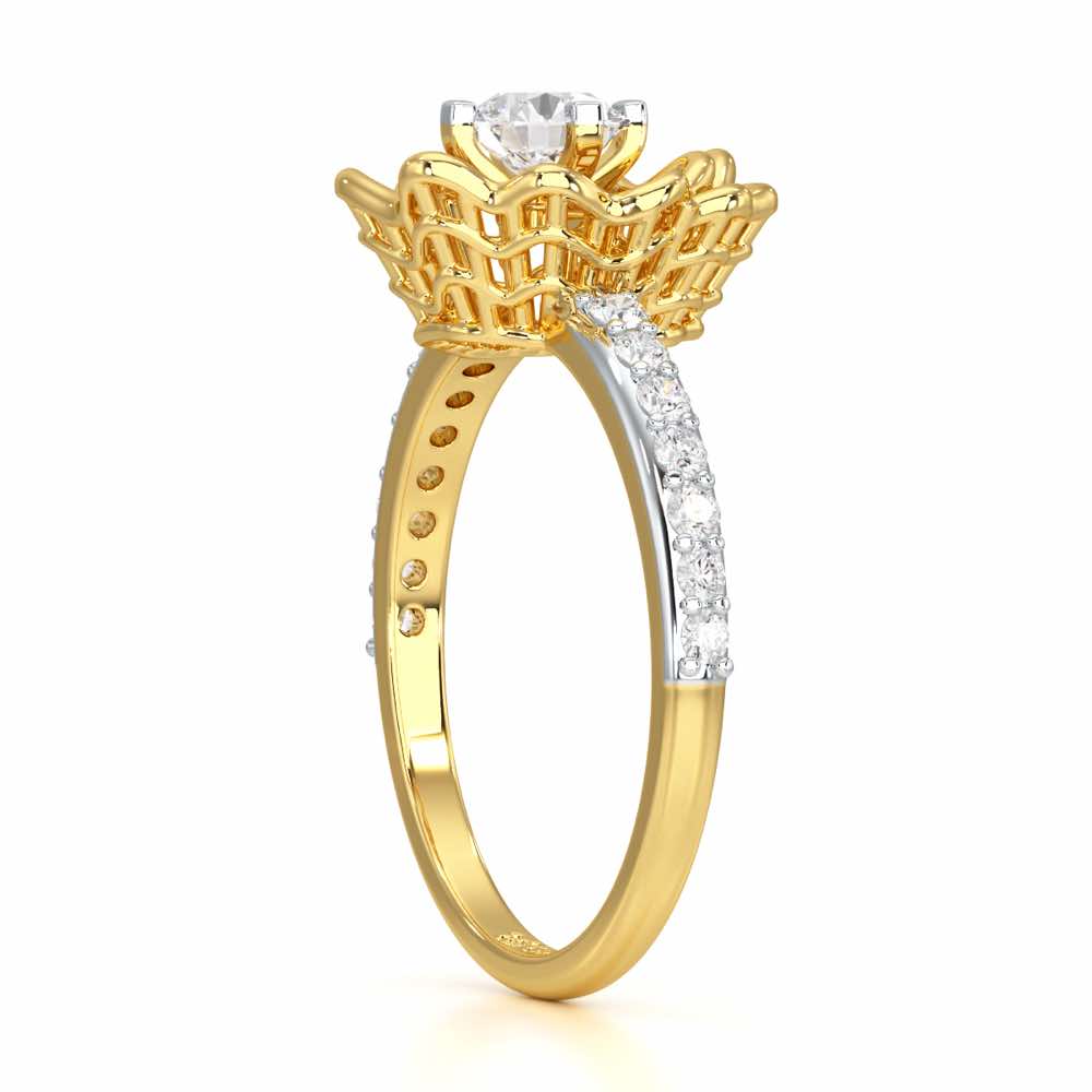 Swirl Bloom Solitaire Ring - Yellow Gold - Image 3