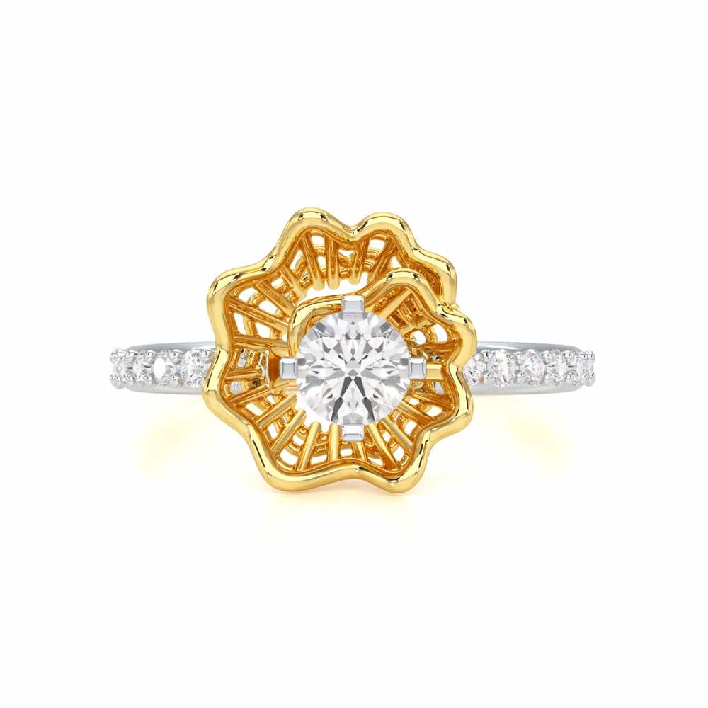 Swirl Bloom Solitaire Ring - Yellow Gold - Image 4