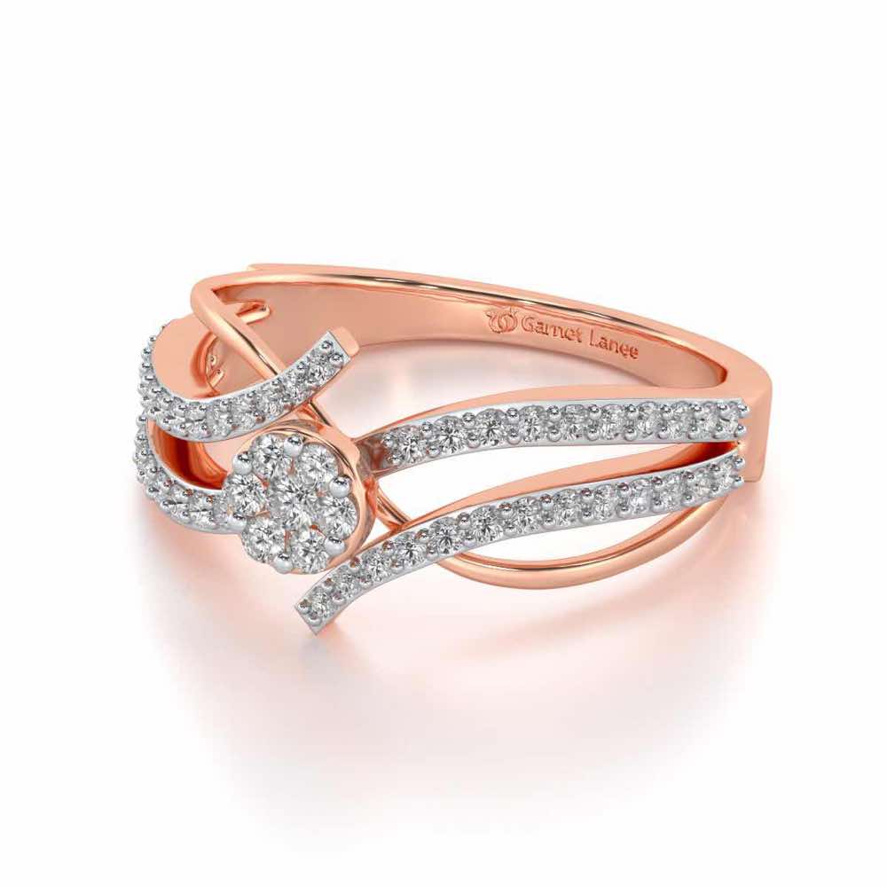 Swirl Flora Silver Ring - Rose Gold - Image 2