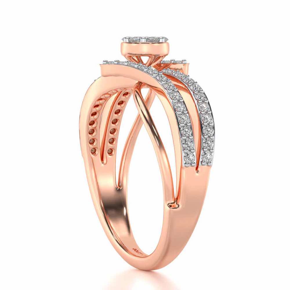 Swirl Flora Silver Ring - Rose Gold - Image 3