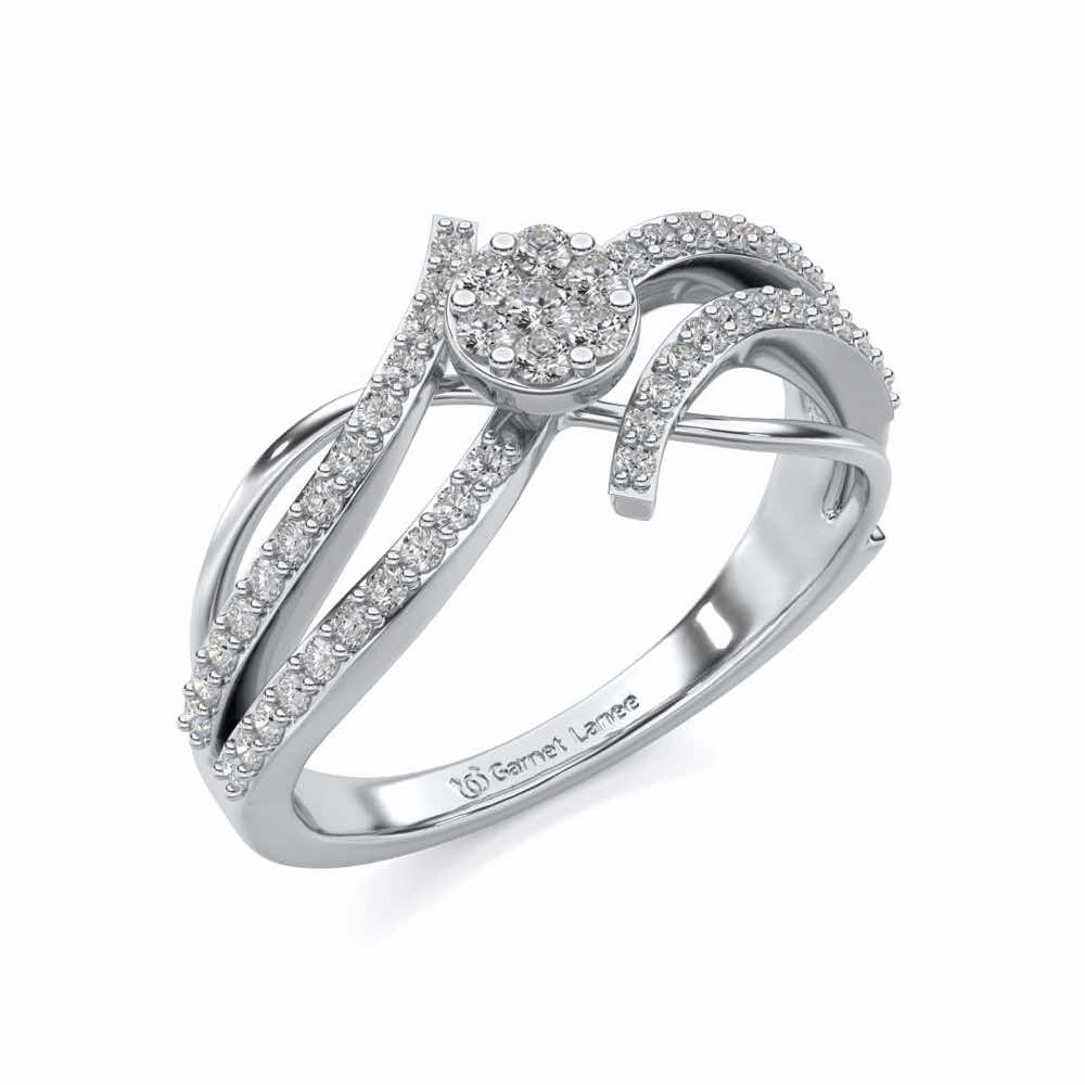 Swirl Flora Silver Ring - White Gold - Image 1