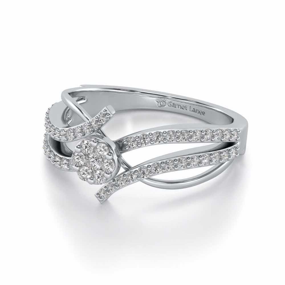 Swirl Flora Silver Ring - White Gold - Image 2