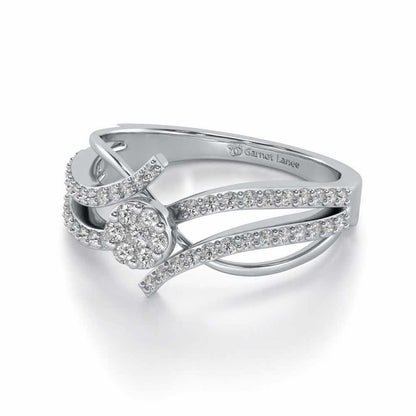 Swirl Flora Silver Ring - White Gold - Image 2