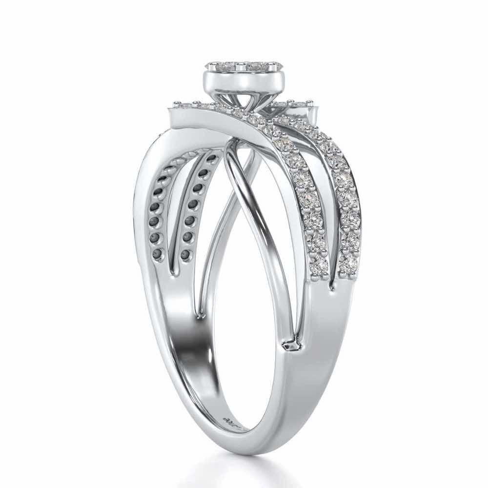 Swirl Flora Silver Ring - White Gold - Image 3