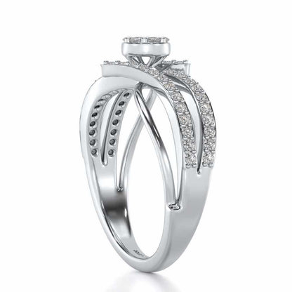 Swirl Flora Silver Ring - White Gold - Image 3