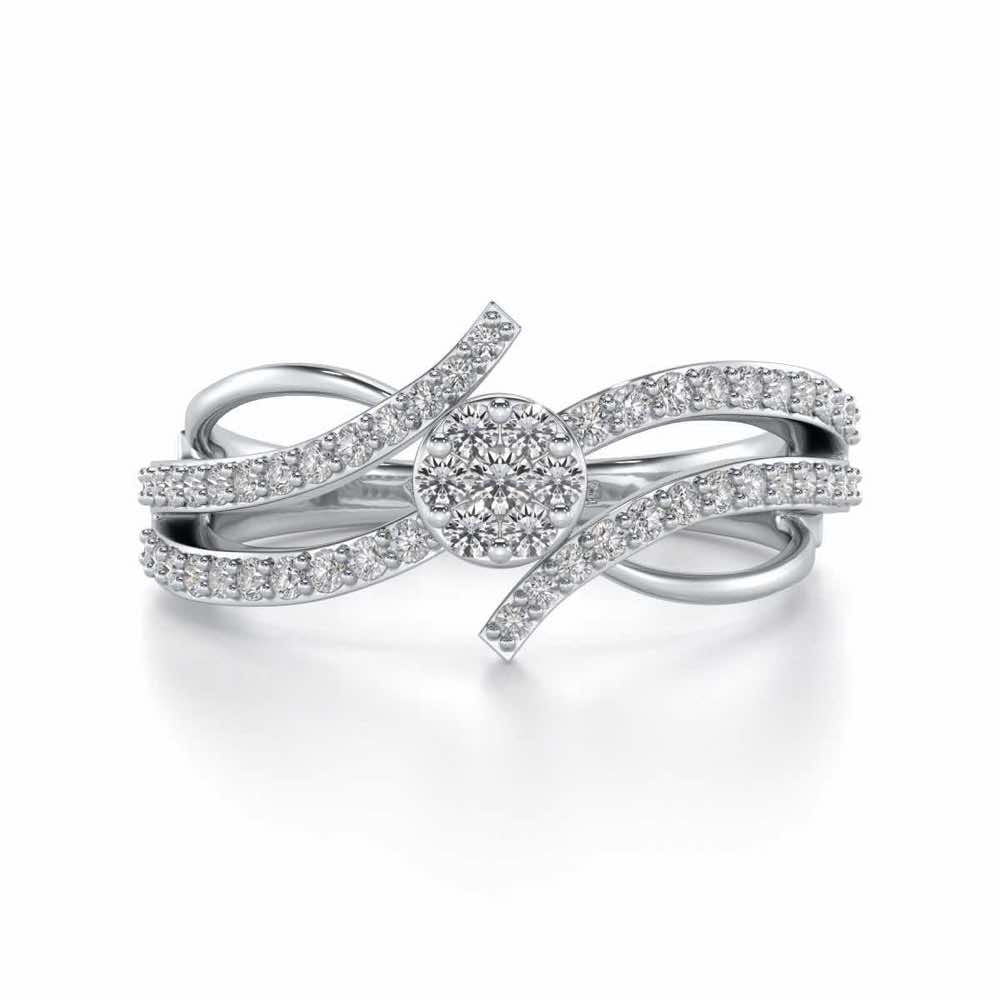 Swirl Flora Silver Ring - White Gold - Image 4