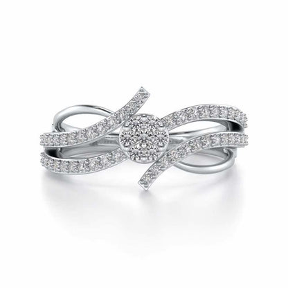 Swirl Flora Silver Ring - White Gold - Image 4