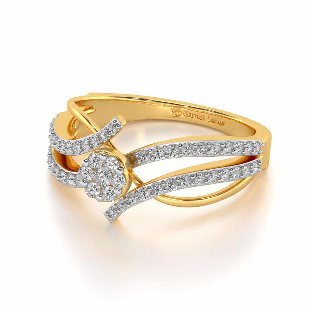Swirl Flora Silver Ring - Yellow Gold - Image 2
