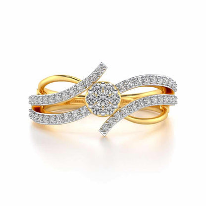 Swirl Flora Silver Ring - Yellow Gold - Image 4