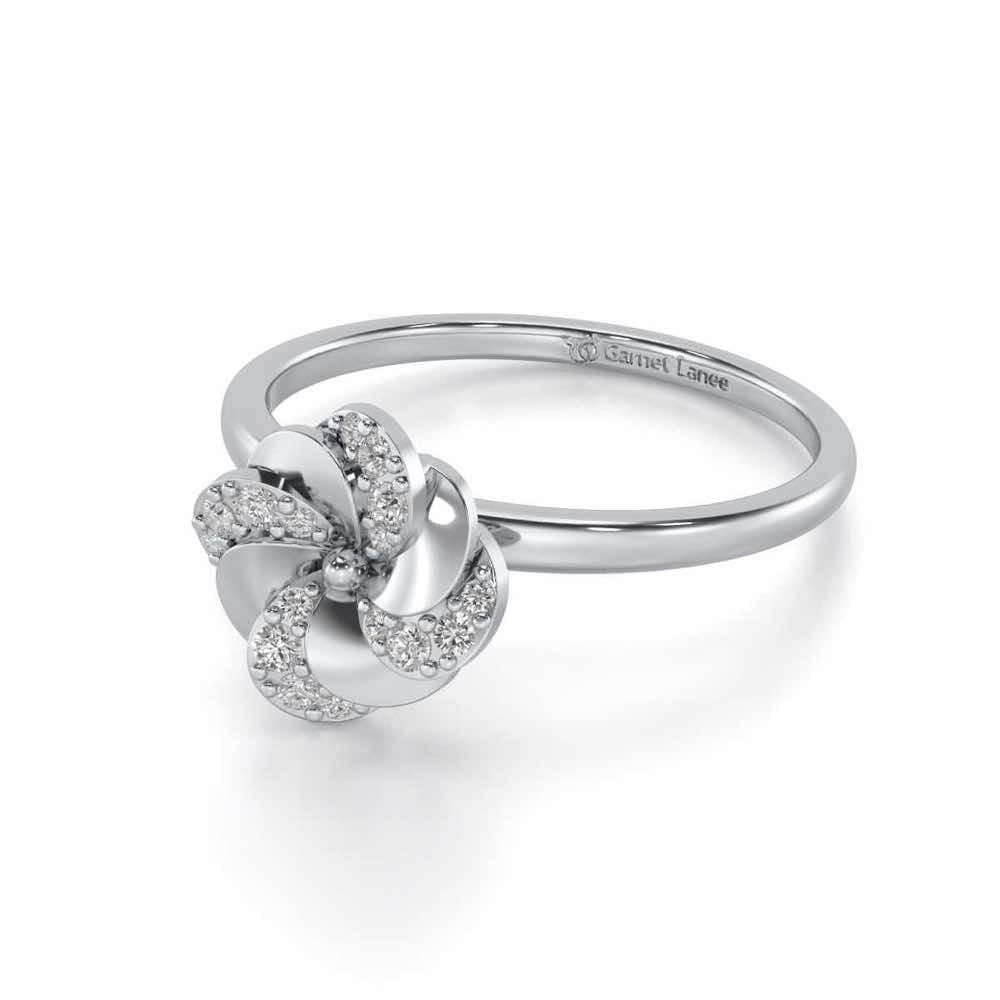 Swirl Glow Silver Ring - White Gold - Image 2