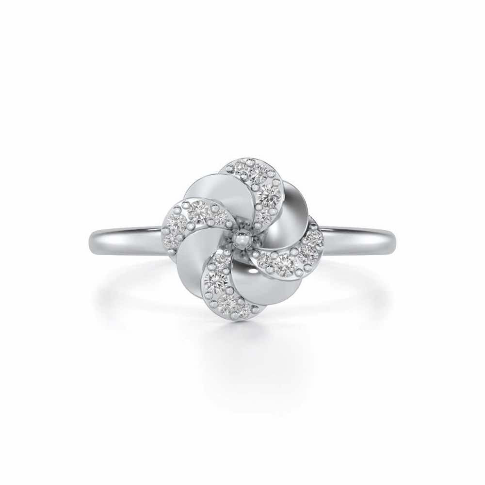Swirl Glow Silver Ring - White Gold - Image 4