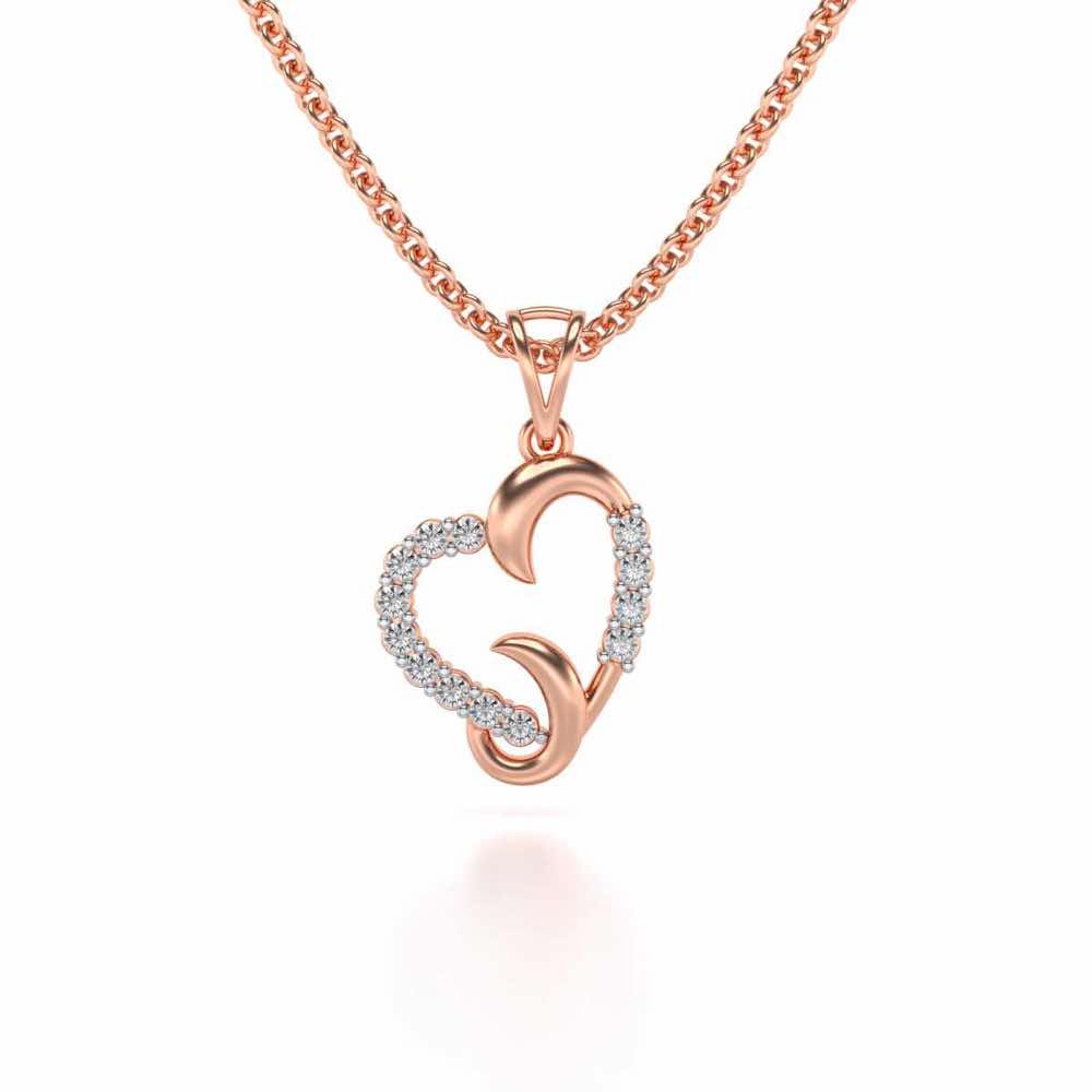 Swirl Heart Silver Pendant - Rose Gold - Image 1