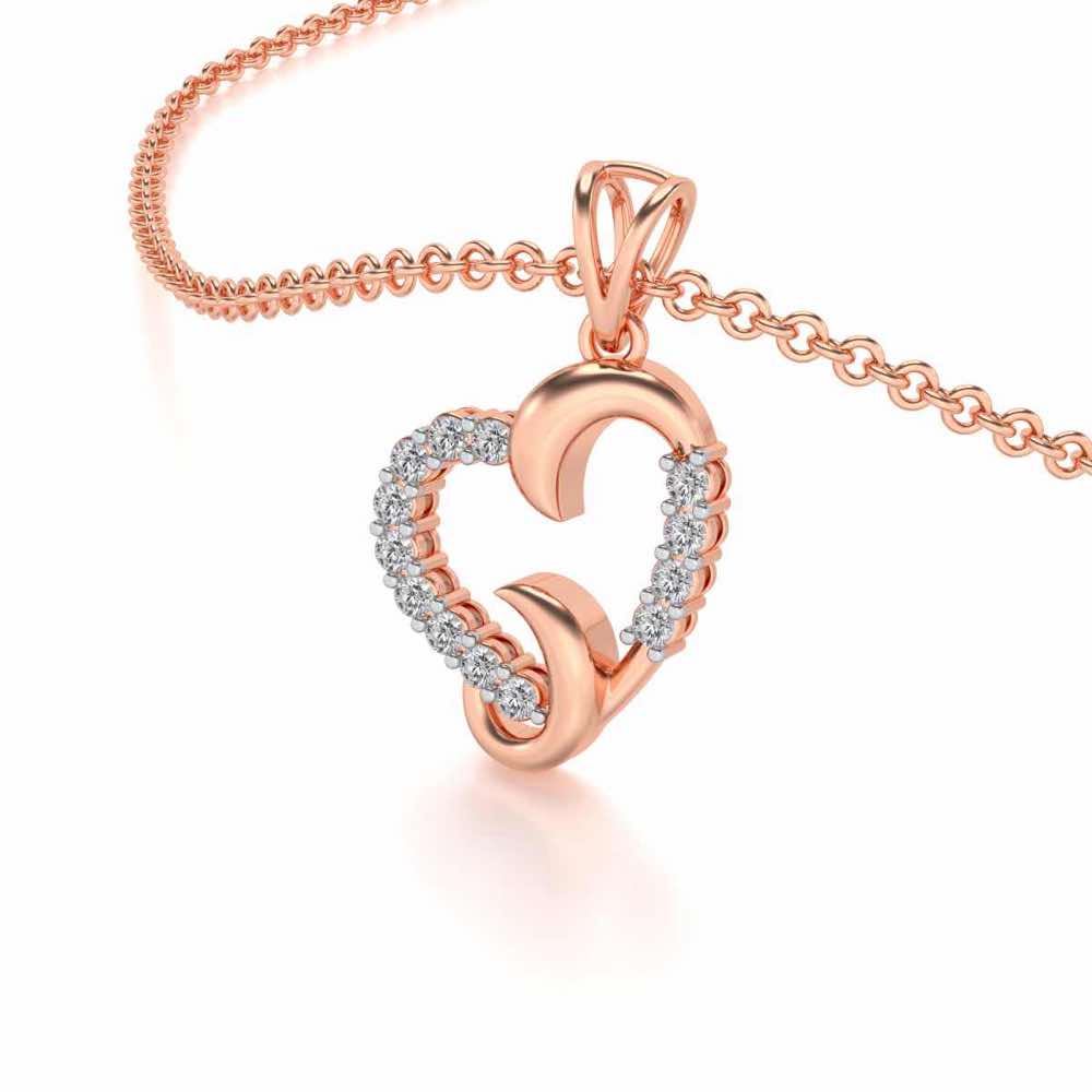 Swirl Heart Silver Pendant - Rose Gold - Image 2