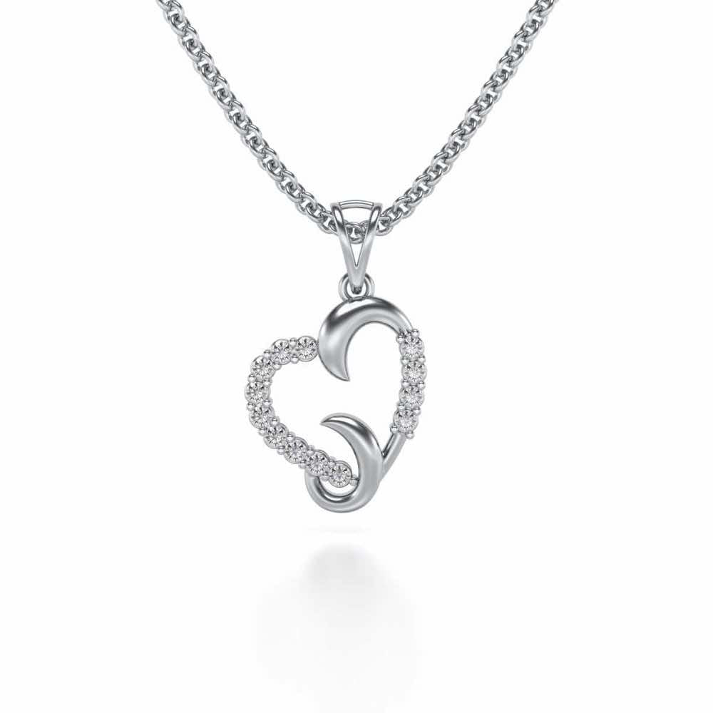 Swirl Heart Silver Pendant - White Gold - Image 1