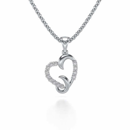 Swirl Heart Silver Pendant - White Gold - Image 1