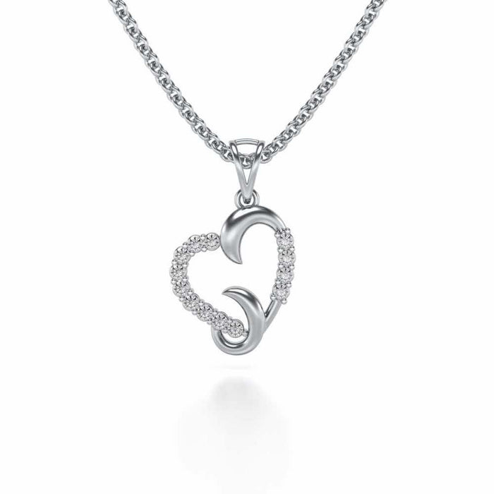 Swirl Heart Silver Pendant - White Gold - Image 1