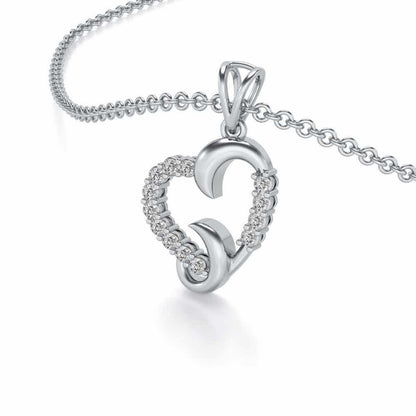 Swirl Heart Silver Pendant - White Gold - Image 2