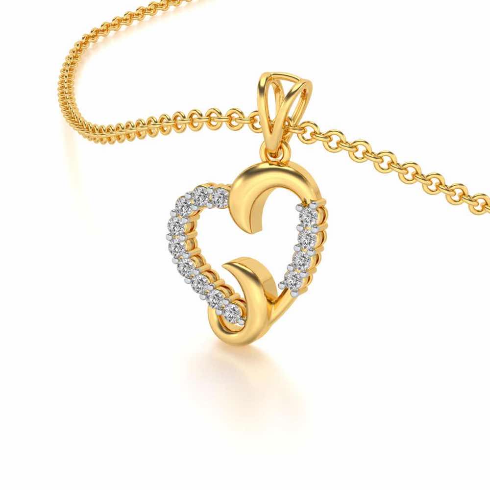 Swirl Heart Silver Pendant - Yellow Gold - Image 2