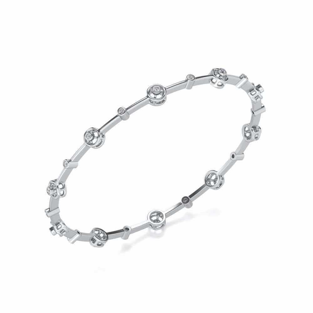 Swirl Jump Silver Bangles - White Gold - Image 1