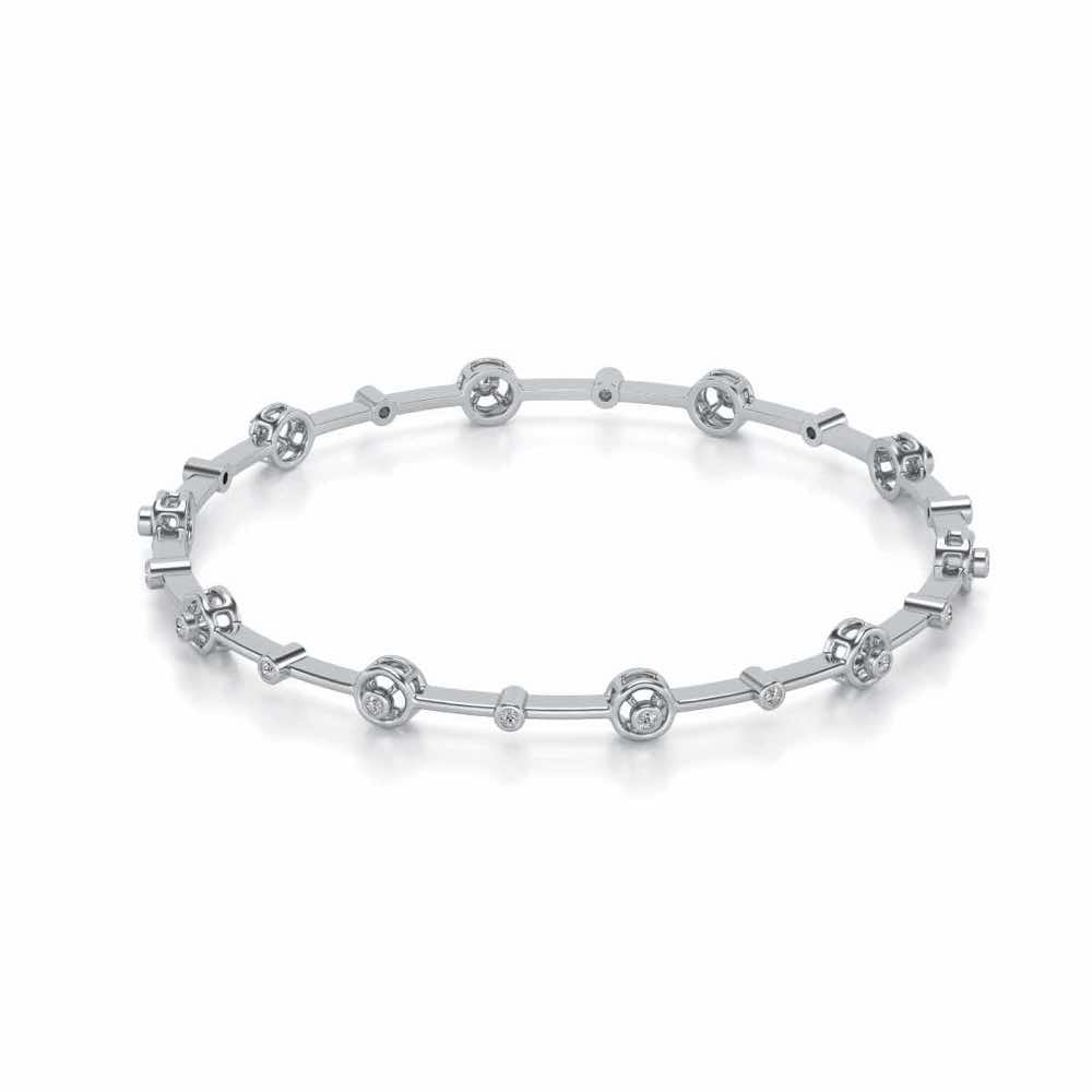 Swirl Jump Silver Bangles - White Gold - Image 2