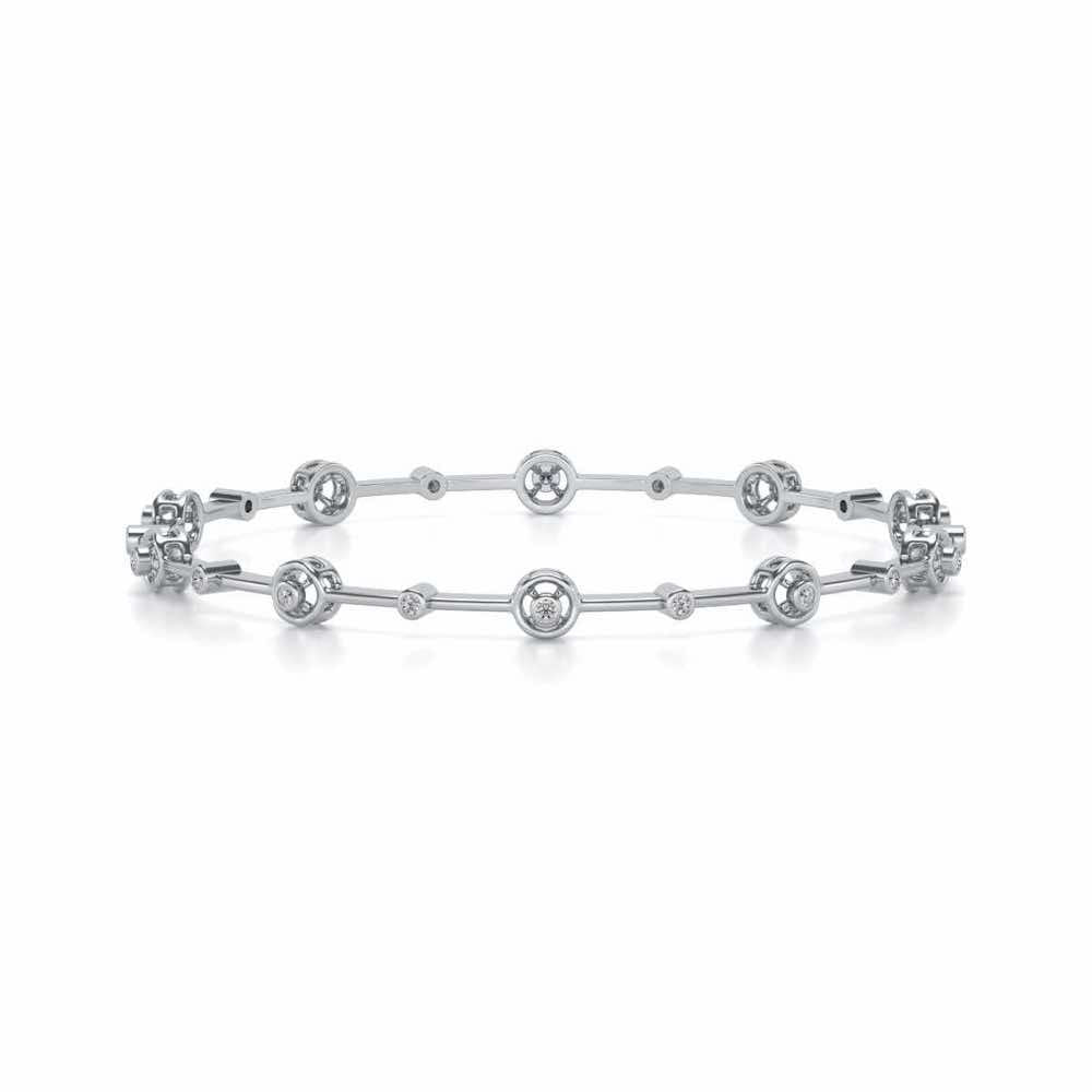 Swirl Jump Silver Bangles - White Gold - Image 4