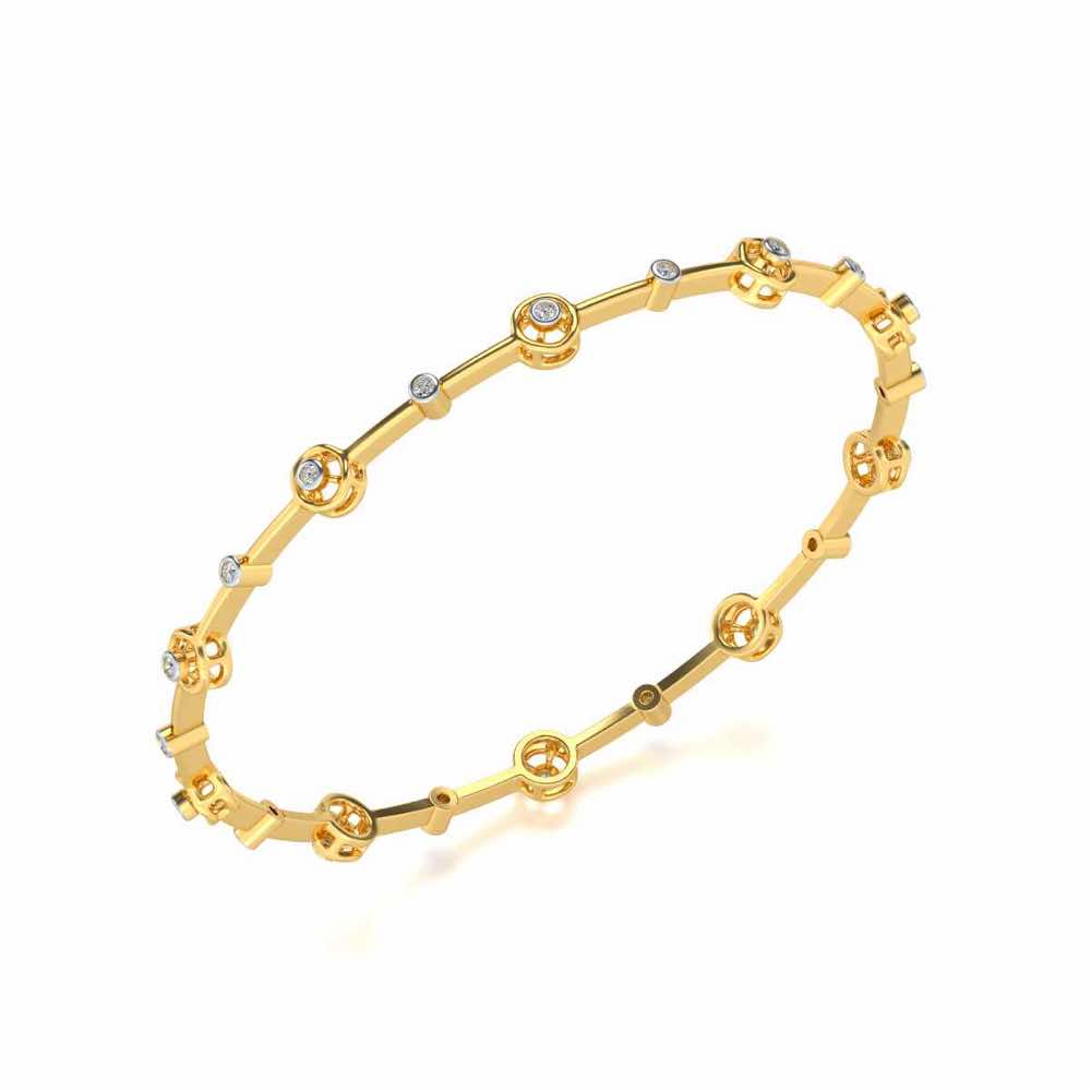 Swirl Jump Silver Bangles - Yellow Gold - Image 1