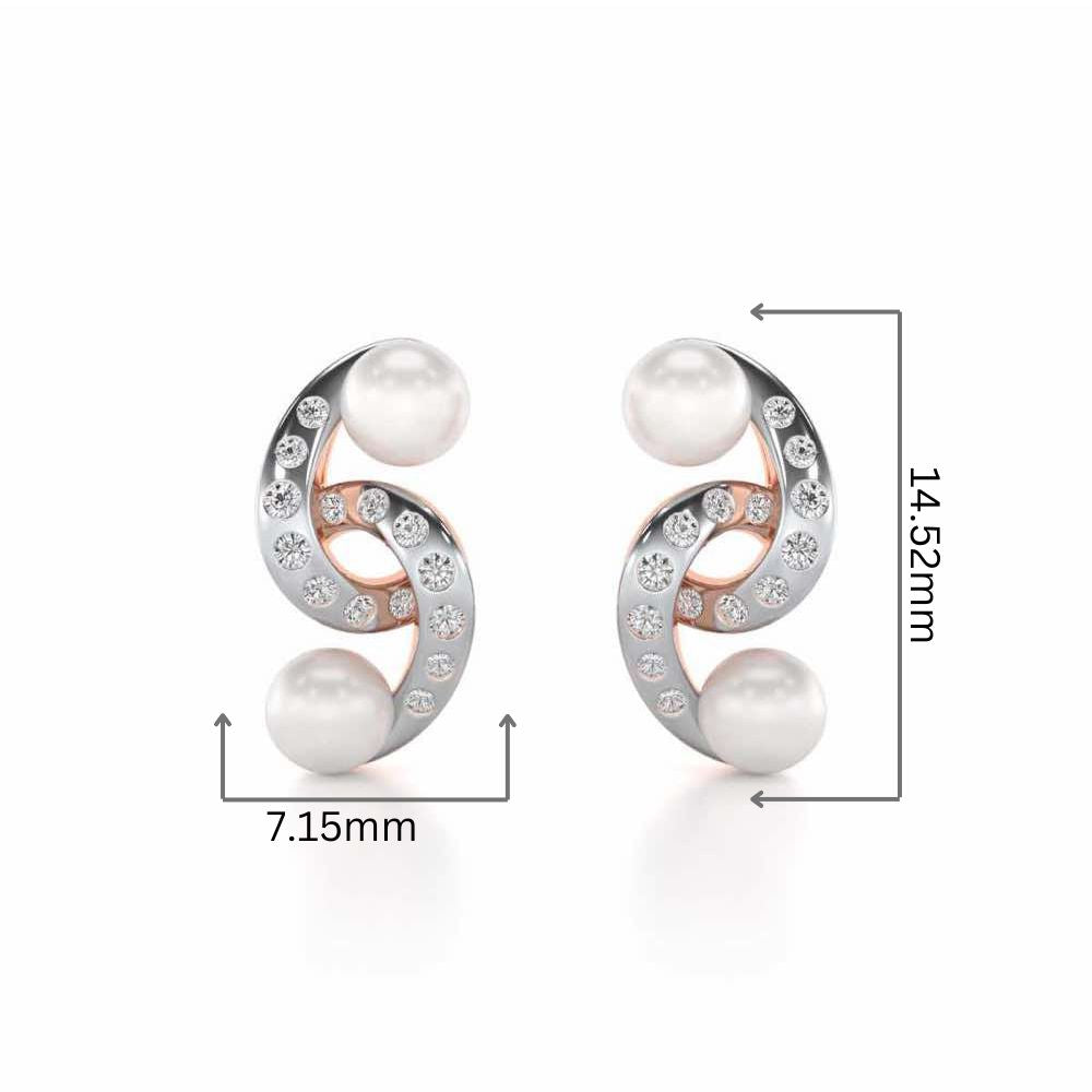 Swirl Twirl Silver Pearl Earrings - Rose Gold - Image 2