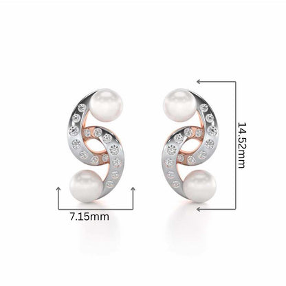 Swirl Twirl Silver Pearl Earrings - Rose Gold - Image 2