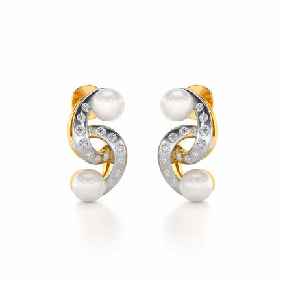 Swirl Twirl Silver Pearl Earrings - Yellow Gold - Image 1