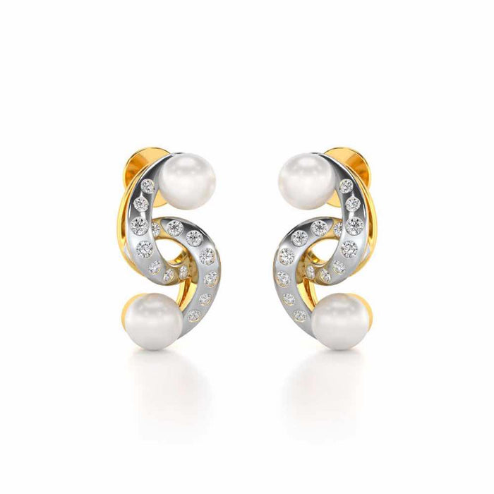 Swirl Twirl Silver Pearl Earrings - Yellow Gold - Image 1
