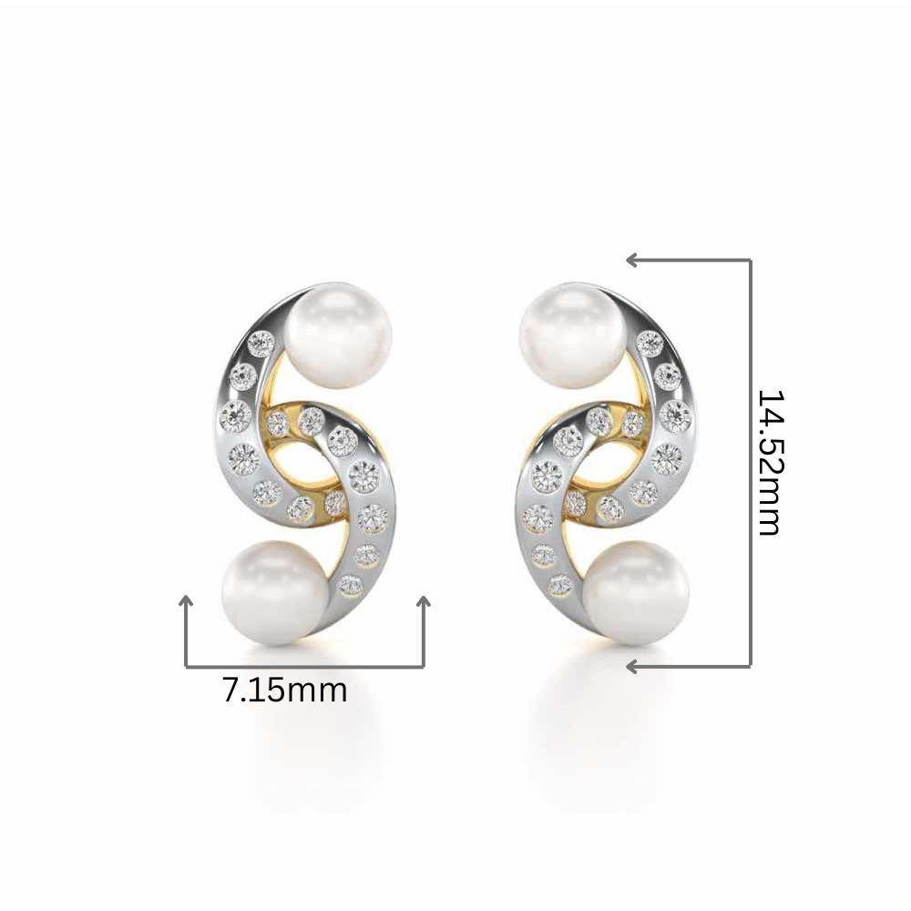 Swirl Twirl Silver Pearl Earrings - Yellow Gold - Image 2
