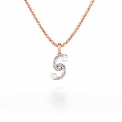 Swirl Twirl Silver Pearl Pendant - Rose Gold - Image 2