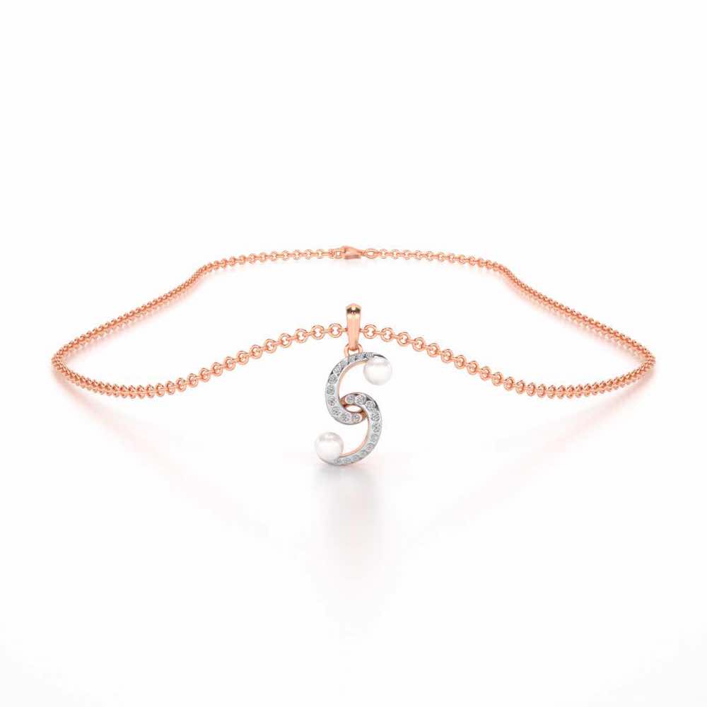 Swirl Twirl Silver Pearl Pendant - Rose Gold - Image 3