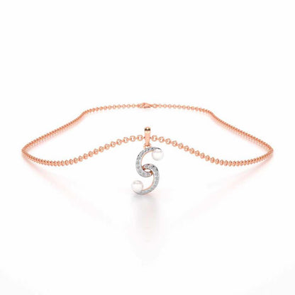Swirl Twirl Silver Pearl Pendant - Rose Gold - Image 3