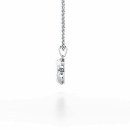 Swirl Twirl Silver Pearl Pendant - White Gold - Image 4