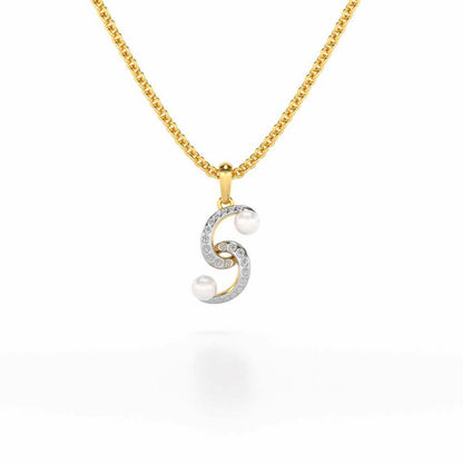 Swirl Twirl Silver Pearl Pendant - Yellow Gold - Image 2