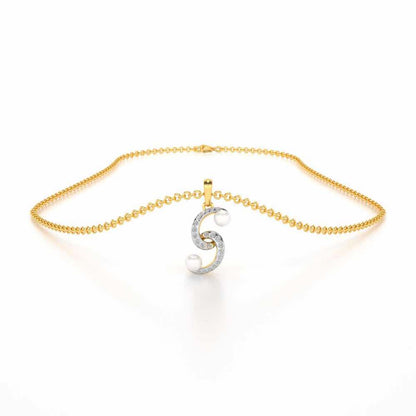 Swirl Twirl Silver Pearl Pendant - Yellow Gold - Image 3