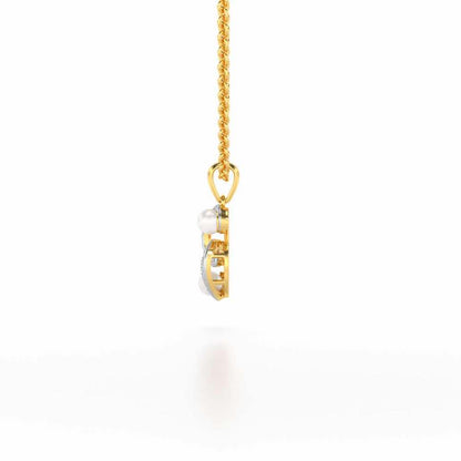 Swirl Twirl Silver Pearl Pendant - Yellow Gold - Image 4