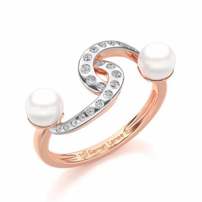 Swirl Twirl Silver Pearl Ring - Rose Gold - Image 1