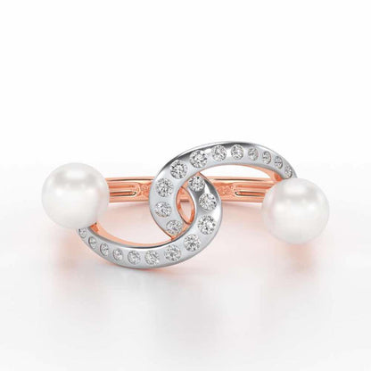 Swirl Twirl Silver Pearl Ring - Rose Gold - Image 4