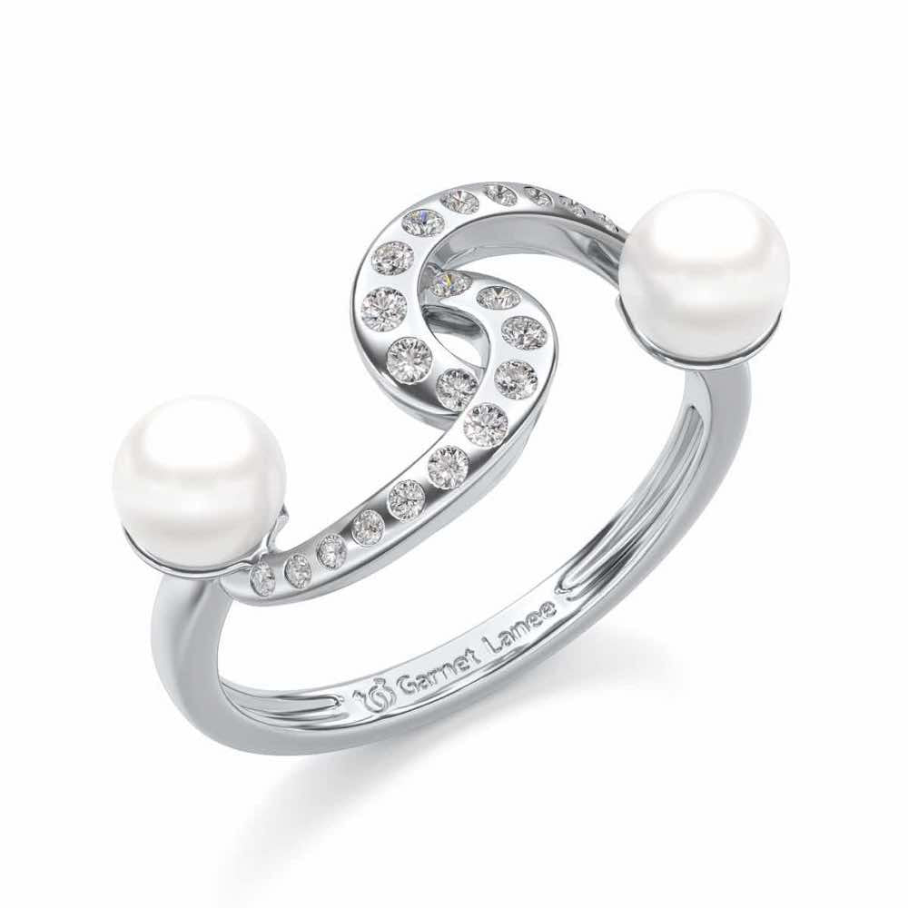 Swirl Twirl Silver Pearl Ring - White Gold - Image 1