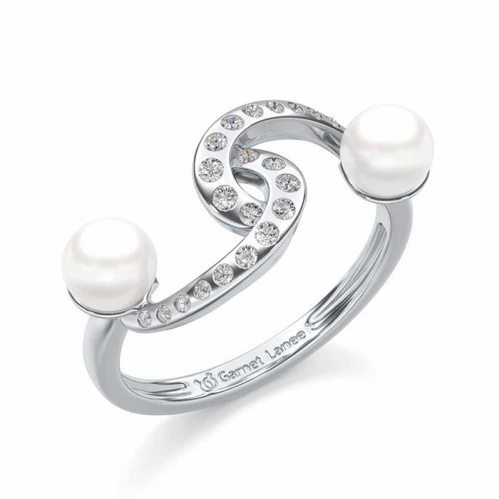 Swirl Twirl Silver Pearl Ring - White Gold - Image 1