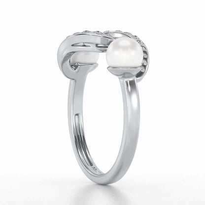Swirl Twirl Silver Pearl Ring - White Gold - Image 3