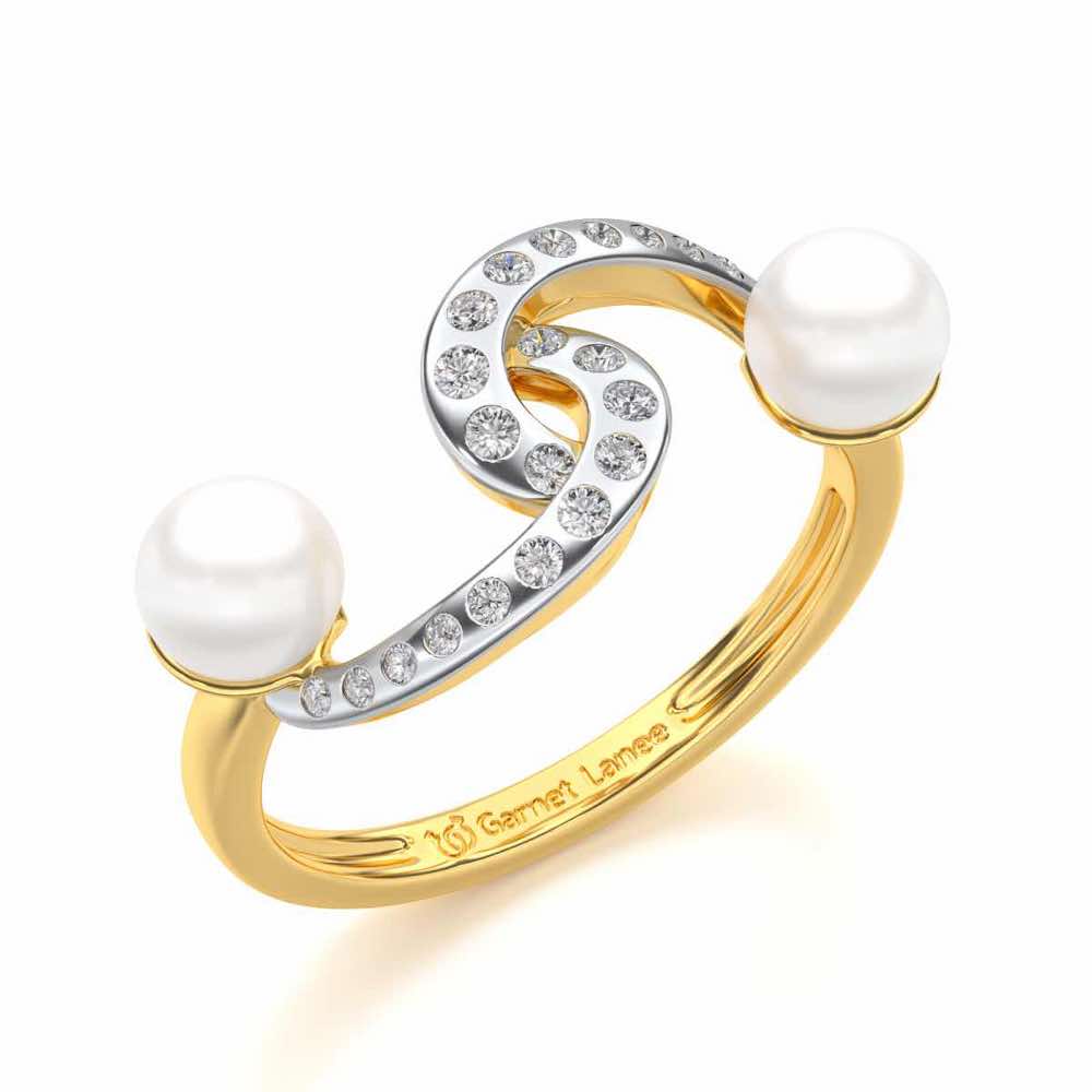 Swirl Twirl Silver Pearl Ring - Yellow Gold - Image 1