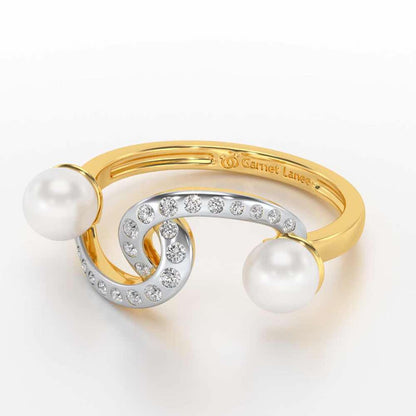 Swirl Twirl Silver Pearl Ring - Yellow Gold - Image 2