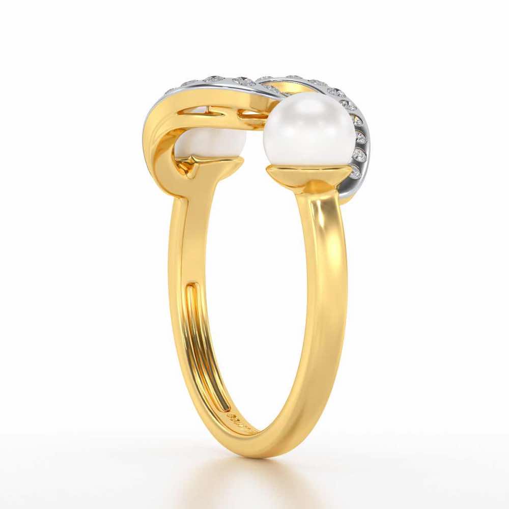 Swirl Twirl Silver Pearl Ring - Yellow Gold - Image 3