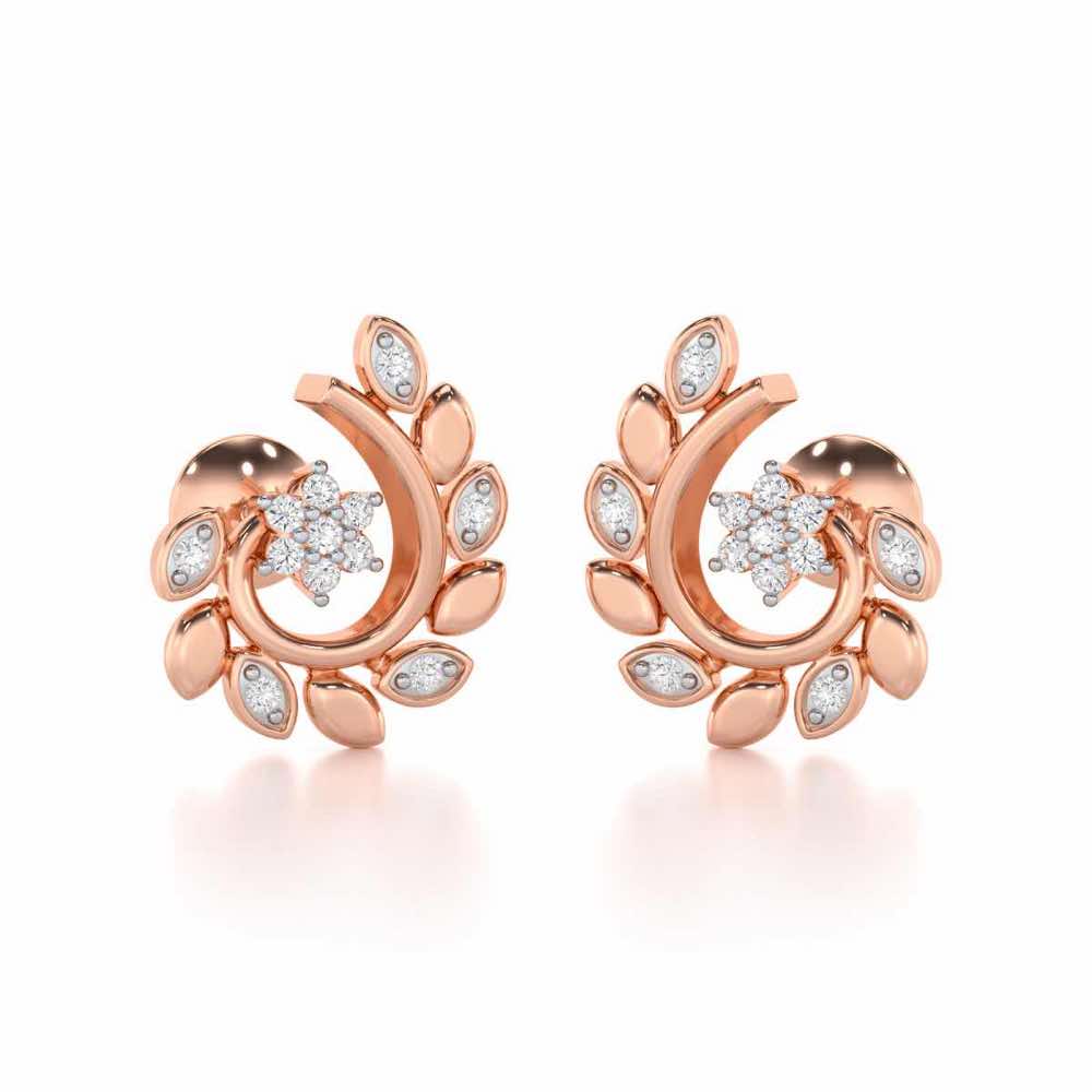 Swirl Vine Silver Earrings - Rose Gold - Image 1