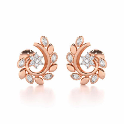 Swirl Vine Silver Earrings - Rose Gold - Image 1